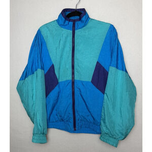 Vintage Robert Scott Ltd. Windbreaker Jacket Blue Color Block Size Medium